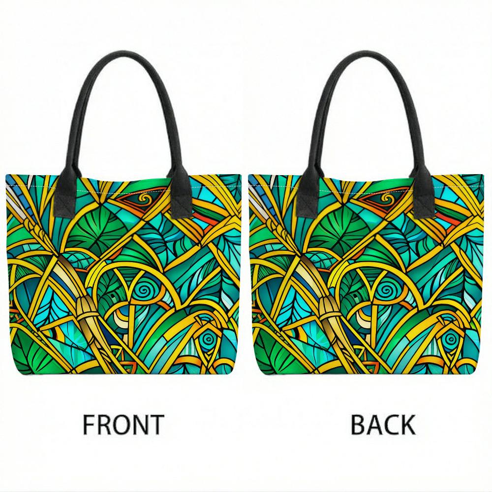 Artistic Geometric Pattern Tote Bag Fashion Large Capacity Casual Shopping Shoulder Handbag for Daily Use
