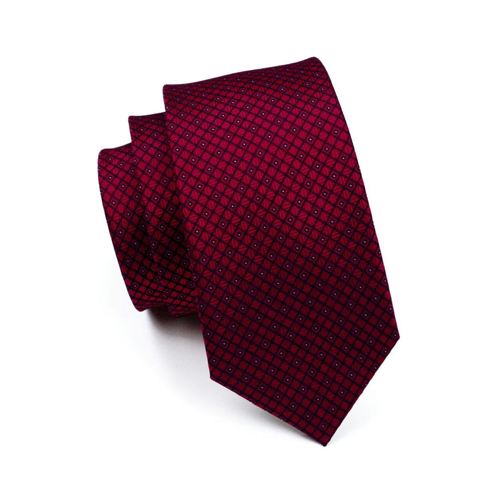 Hi-Tie Conjunto de corbata de seda color vino tinto para hombre, broche, alfiler, pañuelo, gemelos, pinza para corbata para bodas de negocios