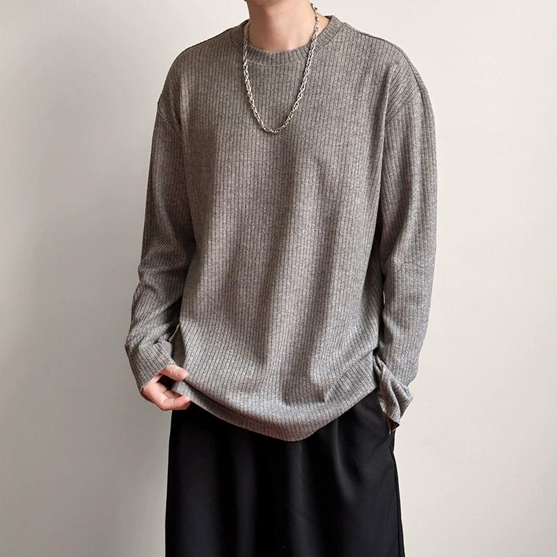 Autumn Winter New Men Thin Sweater 2024 Men Round Neck Knitted Hoodie Long Sleeve Solid Color Pullovers Men Underwear