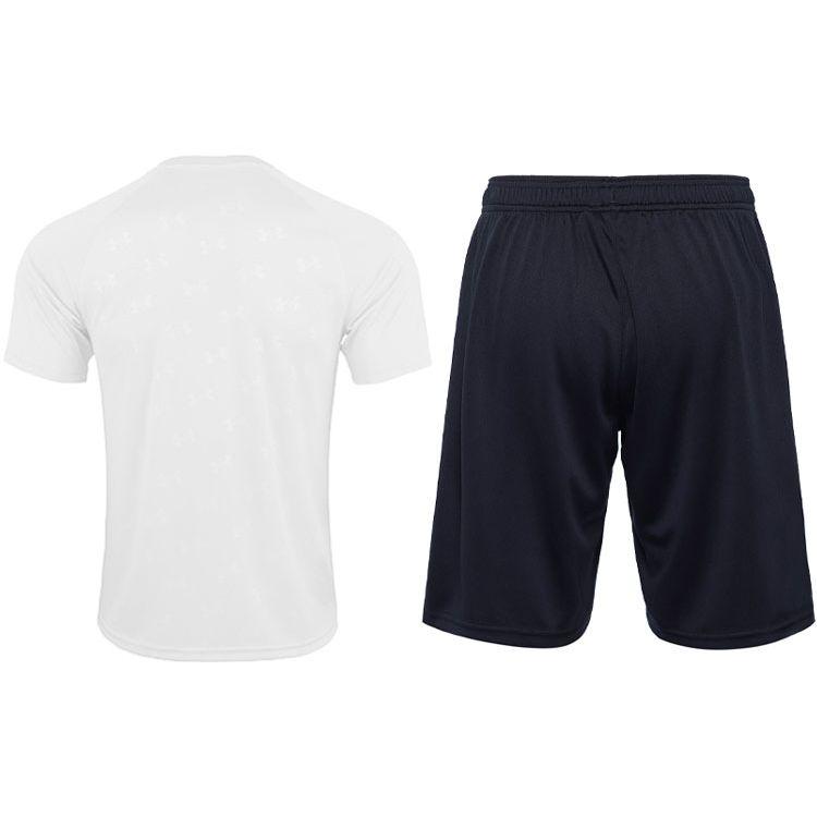 Under Armour Logo Print Breathable Knitted Short Sleeve T-Shirt Basketball Training Shorts Casual Sports Set Men sets 21500531-100+21500201-001