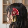 Metal Tassel Fan Shape Hairpin Traditional Flower Hair Accessories Hanfu Decoration