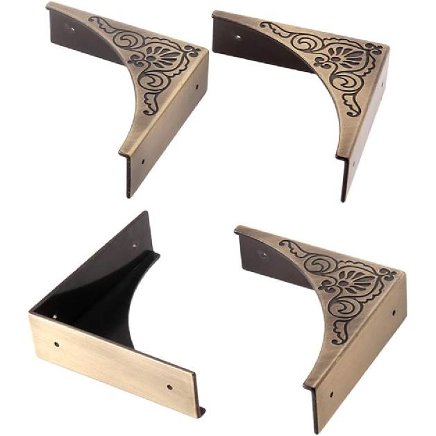 Metalowy Narożnik Ochronny, 4 Szt. Staroświecki Krawędź Osłona Bezpieczeństwa Szafka Meble Narożniki Zderzaki, Narożniki Stołu Ochronniki, Pokrycie Uszkodzonych Narożników na Kawę