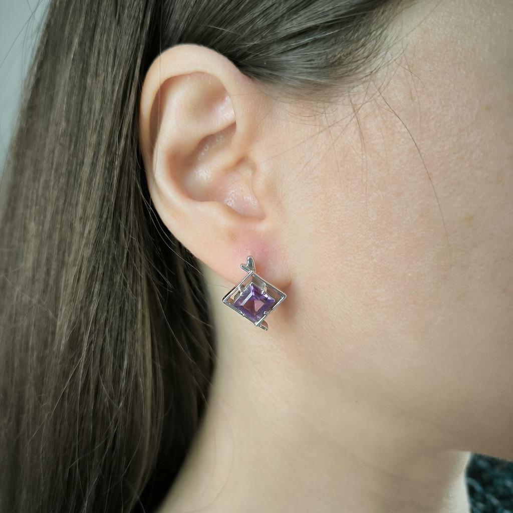Серебряные серьги с натуральным аметистом 2.942ct (2189329)