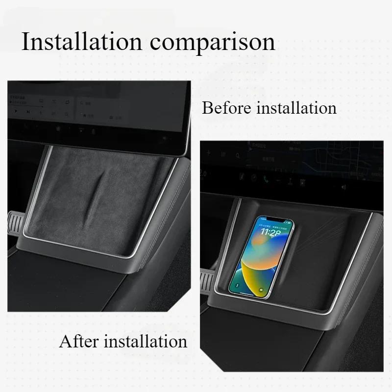 For Tesla Model Y Juniper 2025 2026 Car Wireless Charging Pad Center Console Anti Slip Silicone Mat For Tesla Car Accessories