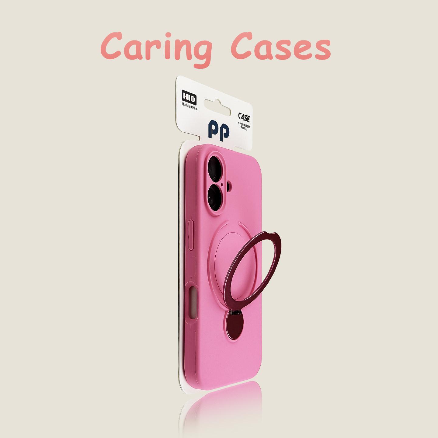 

For iPhone 17 Pro Max Case Pink Liquid Silicone 360° Rotating Ring Stand Soft Touch Protective Cover with iPhone 16 15 14 13 iPhone 13 Pro Max