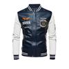 Spring and Autumn Embroidered Motorcycle Leather Jacket for Men, Autumn and Winter Green Zipper Baseball Collar, Men's Leather Jacket Tough Guy Clip