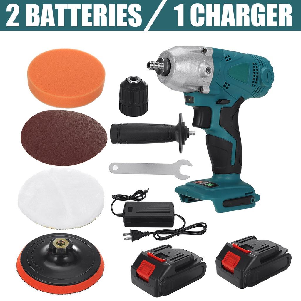 2-IN-1 2800rpm Car Polisher 5" Polishing Pads Electric Drill Driver Kit for 18V Battery Cordless Electric Polishing Machine