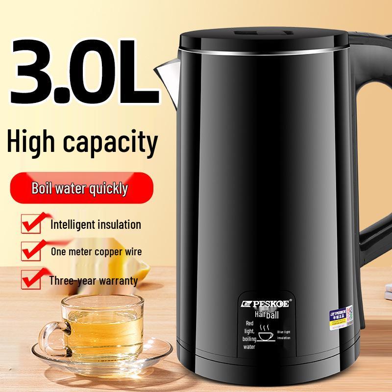 Large Capacity Stainless Steel Electric Kettle with Insulation and Auto Shut-Off