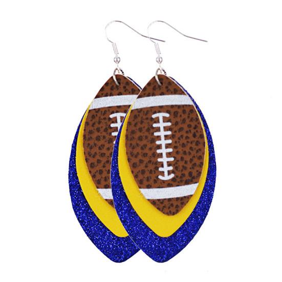 1 Paar Hängeohrringe Mehrschichtige Kunstleder Vintage Einzigartige Fußball Hakenohrringe für