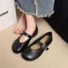 Retro flat-bottomed Mary Jane single shoes women's shoes new spring shallow mouth round head one-word buckle belt