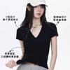 New Solid Color Hottie Short-sleeved T-shirt for Women Slim Fit Casual Versatile Design Pullover Top for Women
