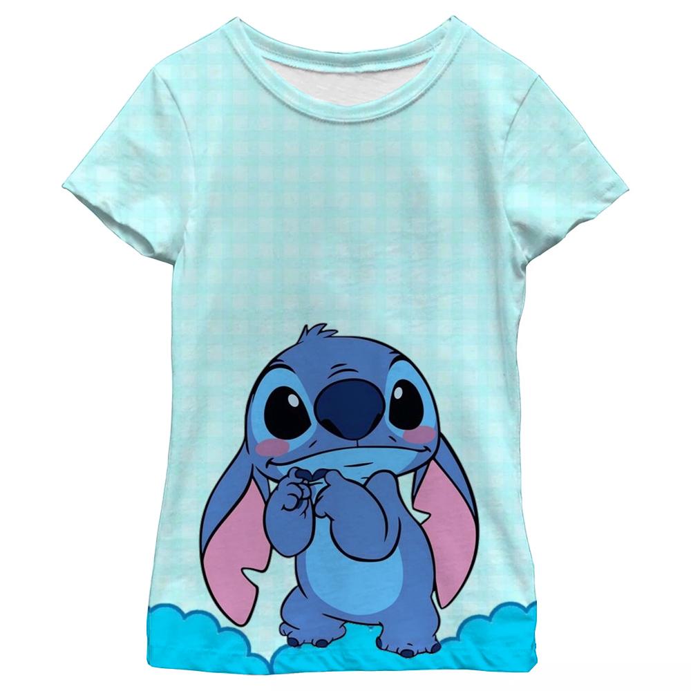 Nowa Kawaii Lilo Stitch Koszulka z Kreskówką Dzieci Dzieci Stitch Urocza Koszulka Manga Y2k Graficzna Koszulka Dziewczynka Chłopiec Góra Koszulki Lilo Stich