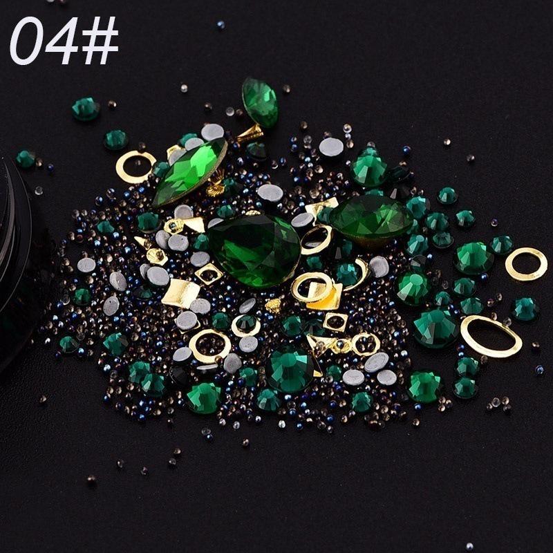 4cm Black Box Mixed Rhinestones for Nail Art - 12 Styles Available