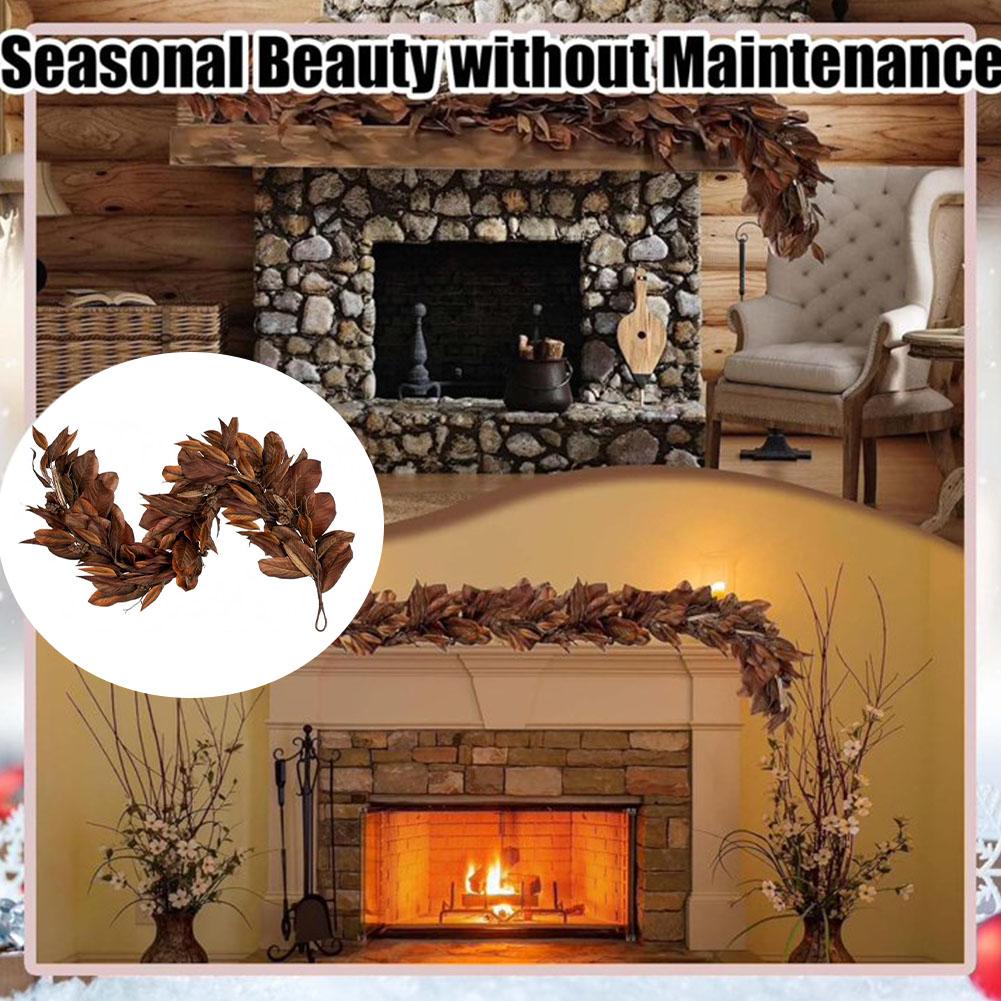 New Brown Magnolia Leaf Garland, Artificial Magnolia Leaf Garland Realistic, Autumn Magnolias Leaf Artificial Garlands