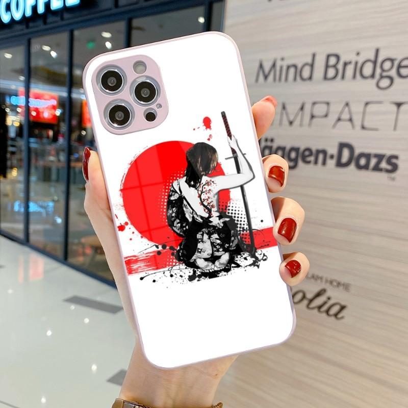 Samurai Gril Women Phone Case For IPhone 14 13 12 11 Pro Max X XR XS 8 7 Plus Liquid Glass Color Phone Cover