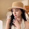 Japanese Straw Hat Women's Summer Travel Fine Pearlescent Belt Flat Top Temperament Straw Hat Versatile Sweet Sun Hat