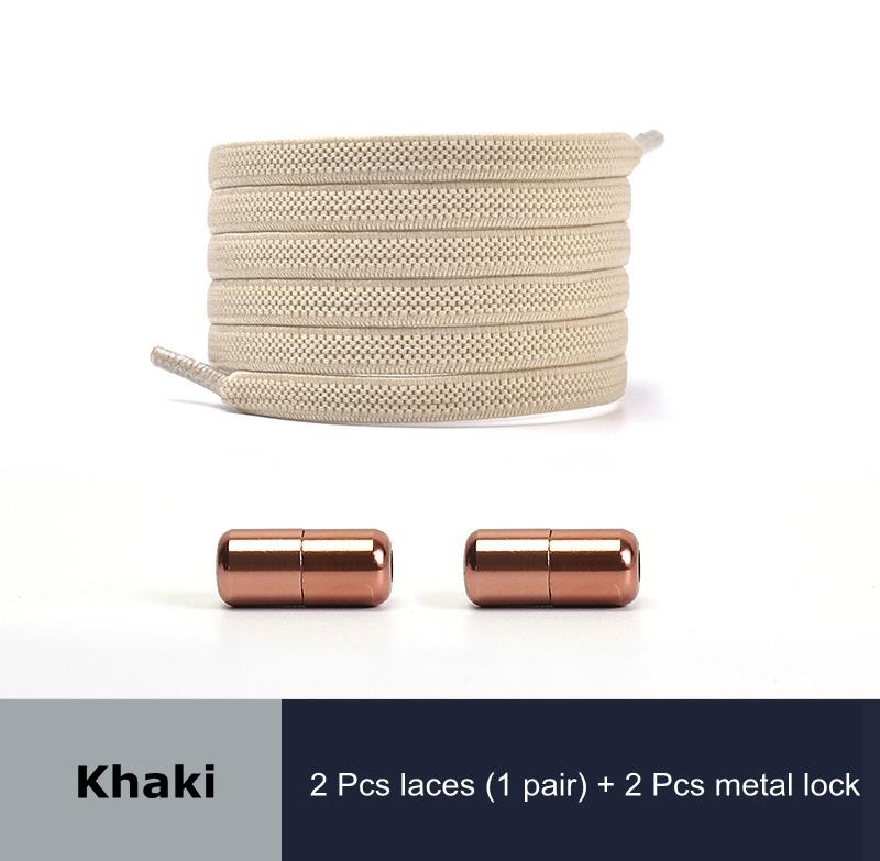 1 Pair No Tie Shoelaces for Sneakers Elastic Flat Shoe Laces Metal Lock Without Ties Quick Tieless Shoelace for Shoes Kids Adult