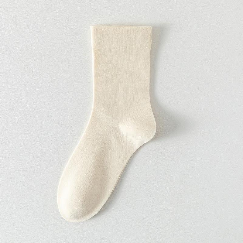 Solid Color Boneless Pile Stockings, Spring and Summer Loose Maternity Socks, Mid-calf Socks, Summer Breathable and Sweat-absorbing Cotton Socks