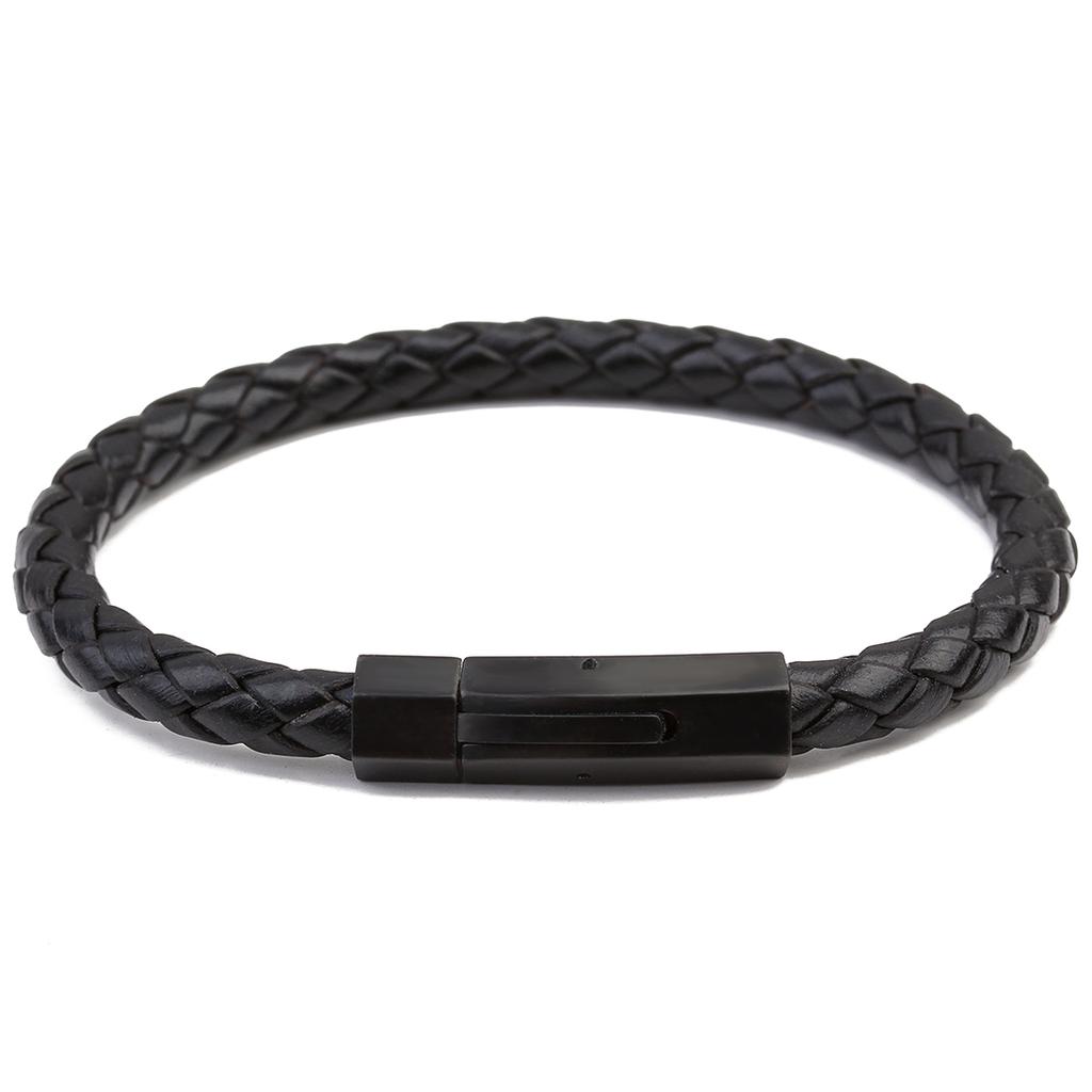 1pc/bag 19/21cm Stainless Steel Connector Genuine Leather Rope Simple Design Bracelet Birthday Party  Man Women Jewelry Gift
