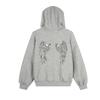 Unisex Retro Hooded Sweatshirt With Sequin Detail Cotton Blend Loose Fit Zipper Front Fall Wear