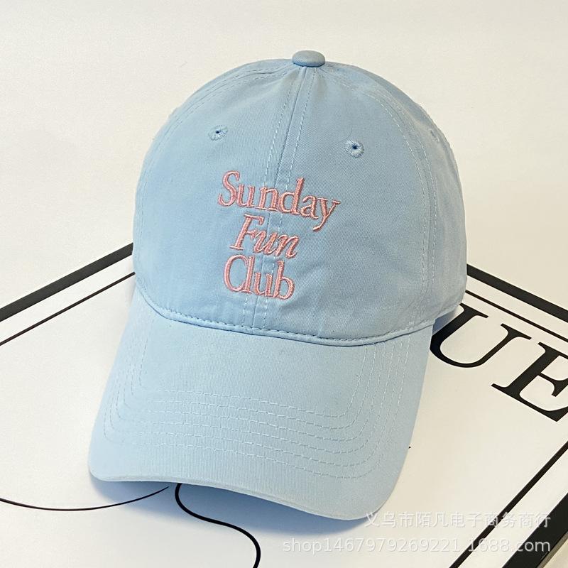 New Cotton Baseball Cap Men's and Women's Sunday Three-row Letter Cap Spring and Summer Wide-brimmed Sun Hat