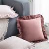 Velvet Cushion Cover Throw Pillow Cover With Ruffled Edge Soft Comfortable Pillowcase Office Home Living Room Bed Decor