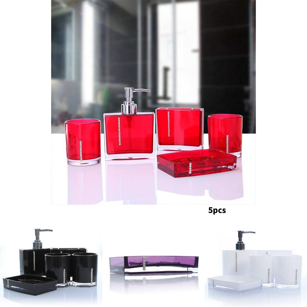Minimalist Acrylic Bathroom Five Piece Set With Custom Logo For Home Use And Gift Ideas