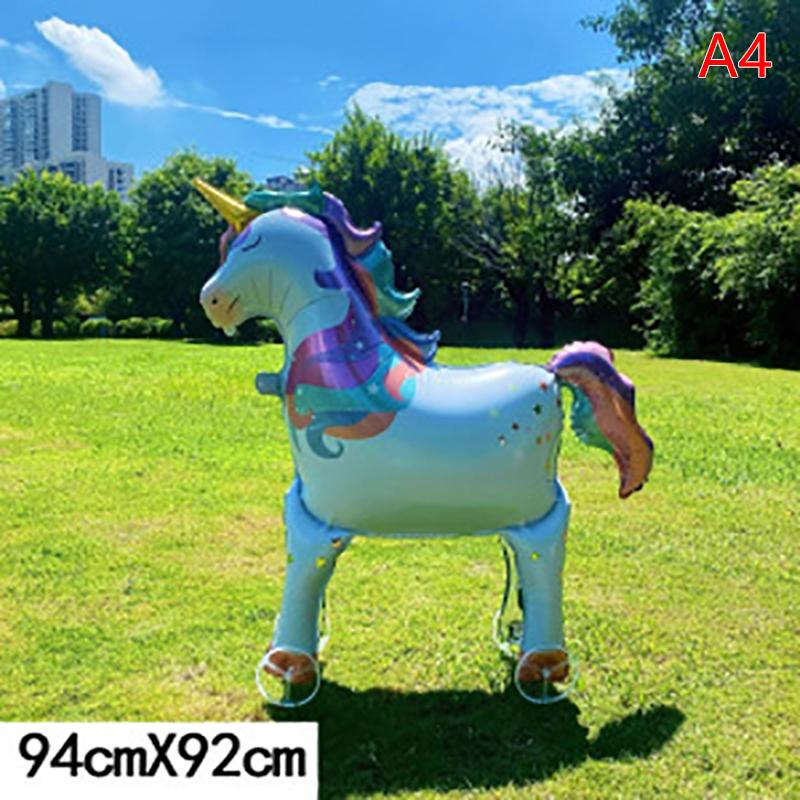 4D Tecknad Folieballonger Elefant Stå Gående Ballong Med Hjul För Barn Födelsedagsfest Dekoration Babyshower