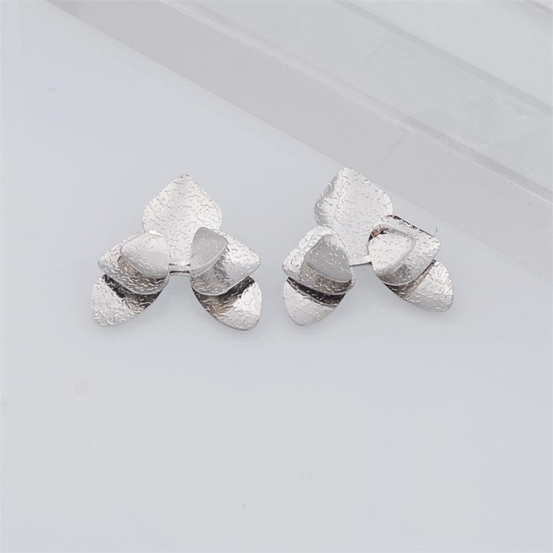 Three-layers Triangle Flower Women's Stud Earrings Folded Floral Gold Color Silver Color Petals Metal Geometric Female Earrings