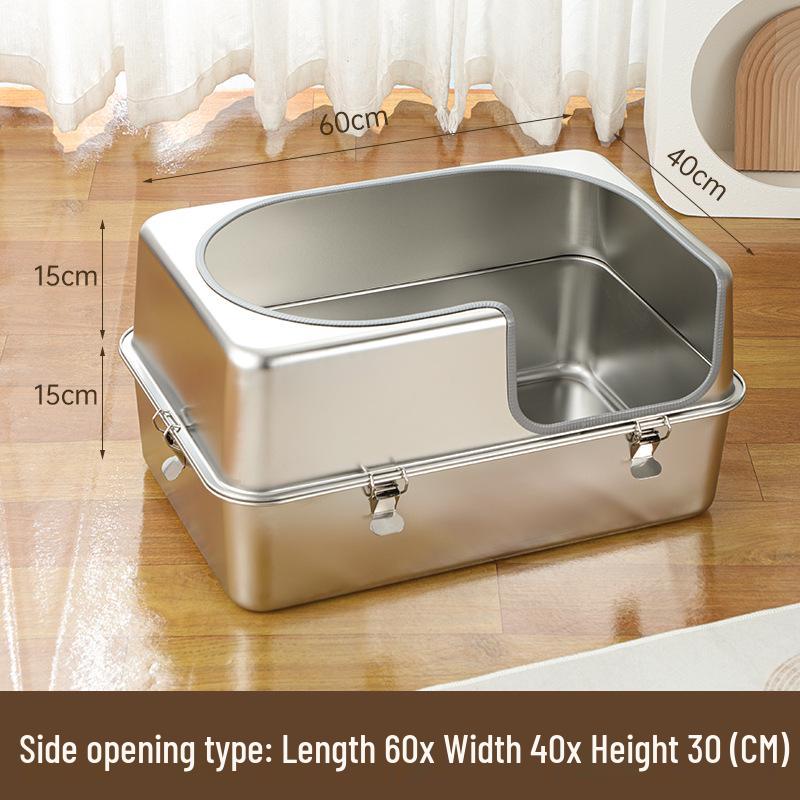 Stainless Steel Anti-Splash Cat Litter Box - High and Thickened Design