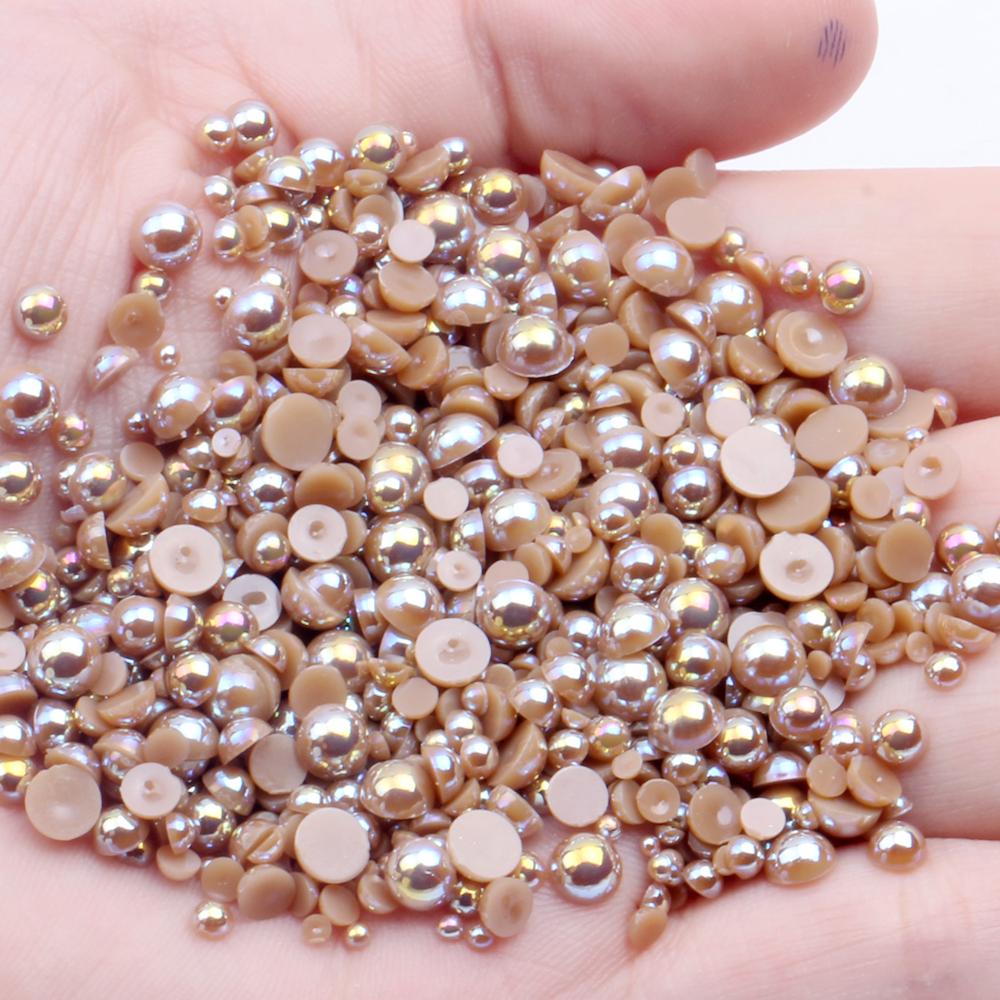 Resin Half Round Flatback Beads 2-6mm Mix Size Glue on Loose Rhinestones for Clothes Dresses DIY Crafts Scrapbook Decoration