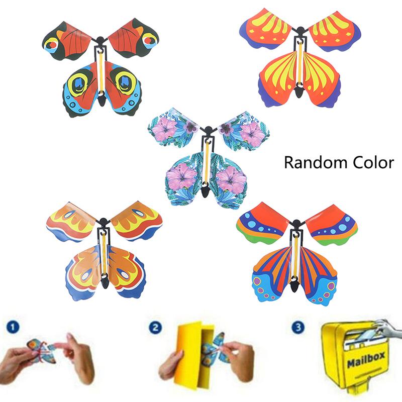 5/6/10pc Flying in the Book Fairy Rubber Band Powered Wind Up Great Surprise Birthday Wedding Card Gift Butterfly Card Magic Toy