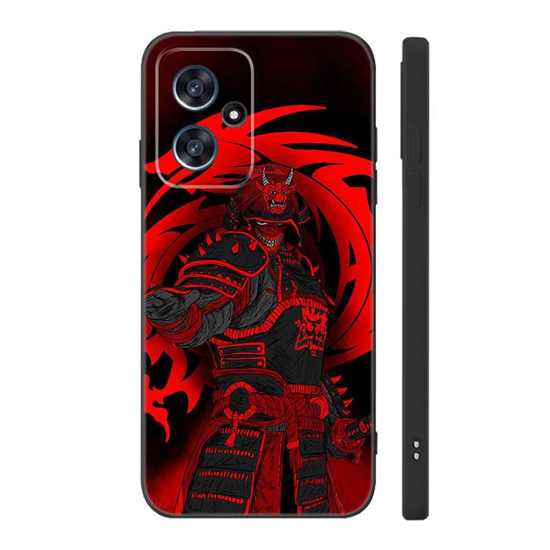 Japanese Samurai Art Black Silicone Phone Case For Xiaomi POCO X3 X4 NFC F3 F4 GT F5 M3 M4 M6 X5 X6 Pro 5G C55 C65 M5