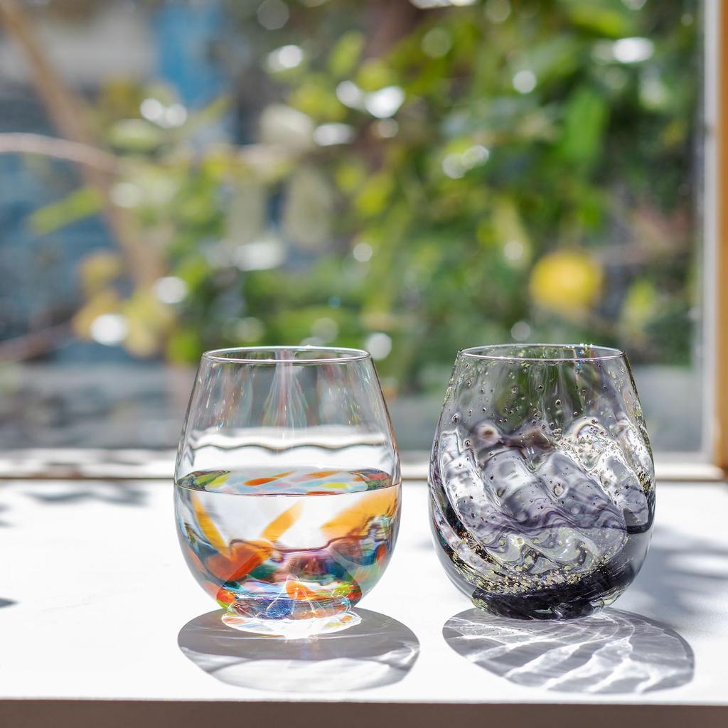 Aderia Tsugaru Biidoro Nebuta Light Rocks Glass, 350ml, Made in Japan, Gift Boxed, Whiskey Glass, Stylish Gift for Women, Mother's Day, Father's Day,