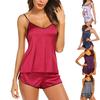 Sous-vêtements sexy en satin pour femmes, pyjama à bretelles, short, ensemble de lingerie