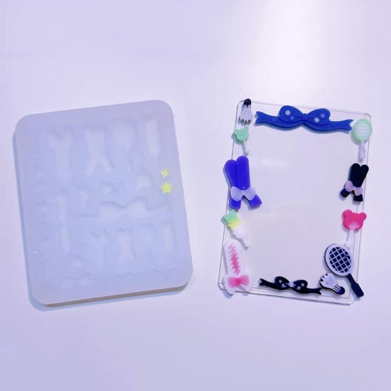Moule en résine de Silicone, carte à jouer, petit nœud papillon, étoile, en forme de Tennis, artisanat de remplissage, vêtements 3D, bricolage, artisanat fait à la main