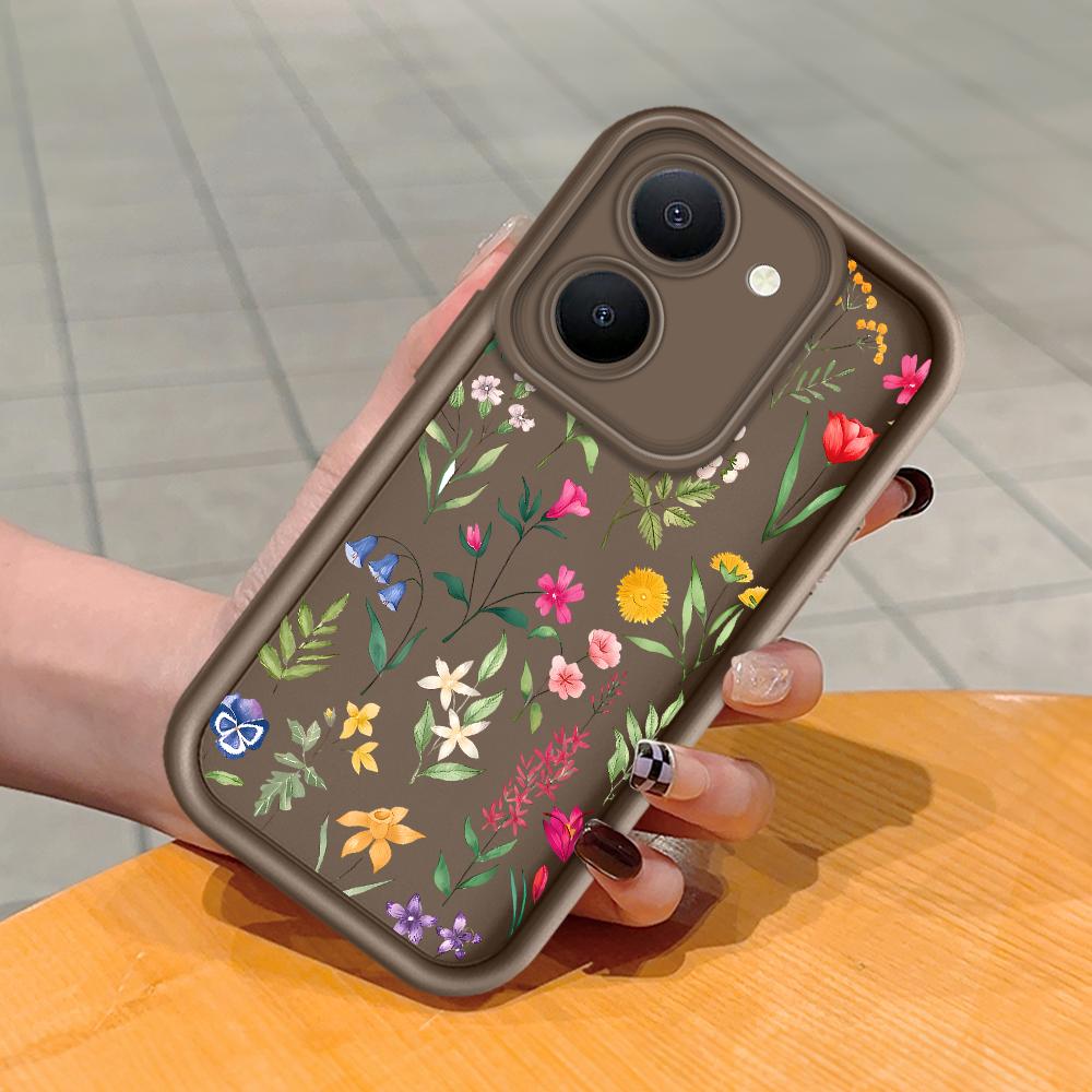 Soft Silicone Square Ladder Printing Pattern Phone Casing Full Cover Camera Shockproof Protection Rubber Case for Vivo