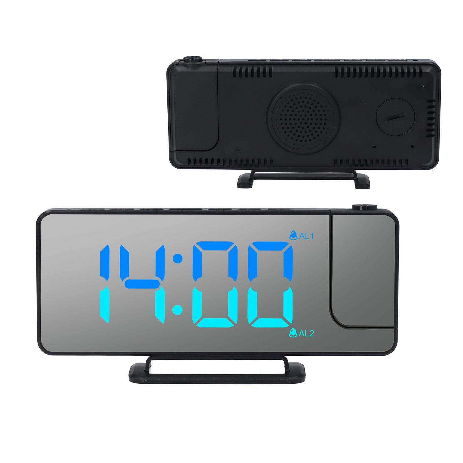 Projection Alarm Clock 7.4 Inch LED Mirror Digital Alarm Clock with Projector RGB Light USB C Port