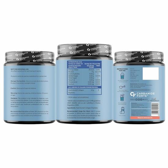 Carbamide Forte Collagen Supplements | Hydrolyzed Collagen Powder for Women & Men | Hydrolyzed Collagen Peptides Powder - 200g