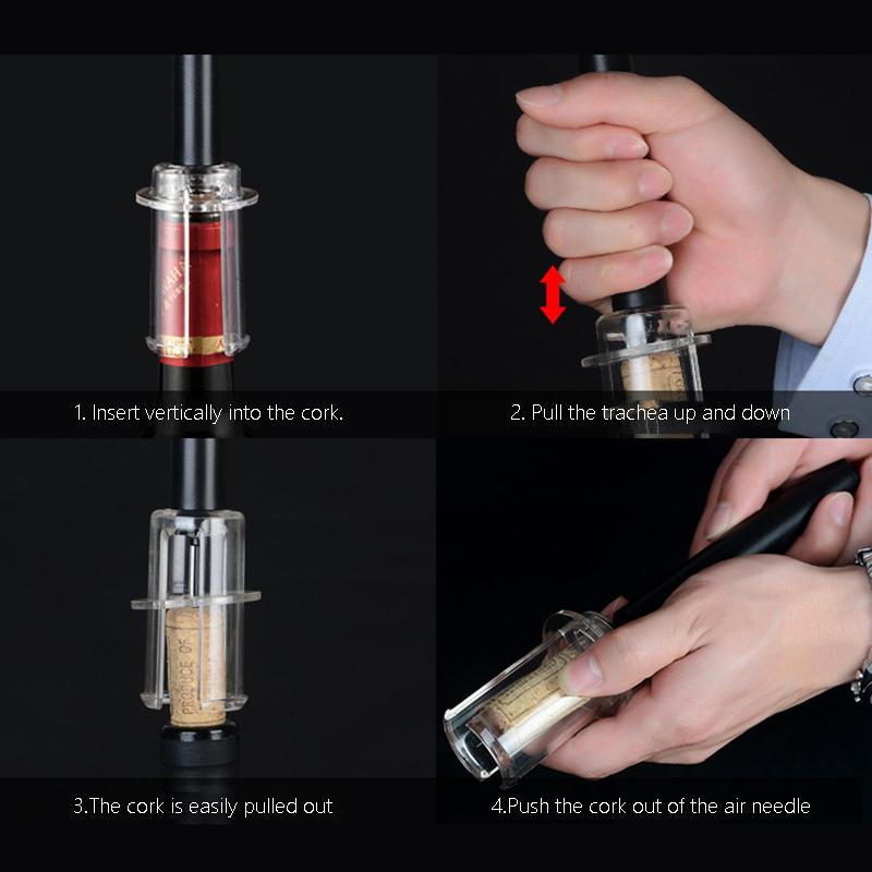 Air Pump Wine Bottle Opener Air Pressure Vacuum Red Wine Stopper Beer Lid Opener Corkscrew Corks Out Tool Stainless Steel Pin