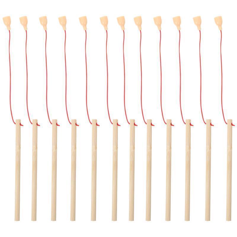 12pcs / Wooden Magnetism Fishing Poles Wood Fishing Rod Early Educationaltoys Kindergarten Kids Puzzle Toys 15cm