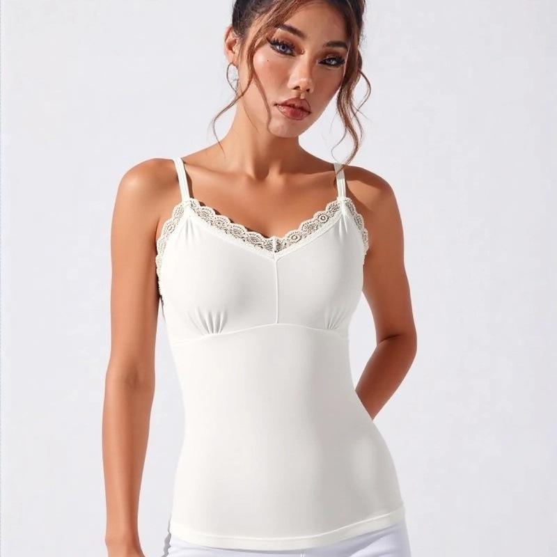 Women's Lace-Trimmed Camisole Top Slim-Fit Sports Bra Slimming Base Layer