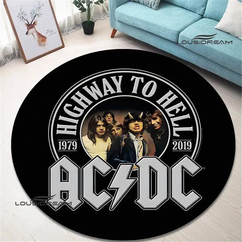 3D Rock Band AC/DC Retro Printed Round Carpet Bedroom Beautiful Carpet Non -slip Door Pad Floor Mats Area Rug Birthday Gift