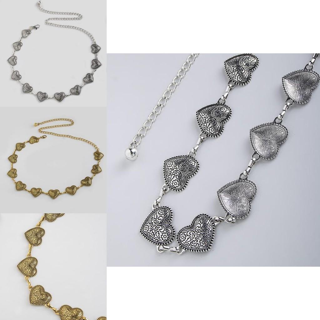 Elegant Flower Pattern Metal Waist Chain For Women With Heart Buckle For Summer Wear