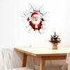 PVC Santa Wall Art for Balcony 3D Claus Sticker, Realistic Breaking Decal Christmas Holiday Decoration, Glass Clings Waterproof Indoor Outdoor Windows