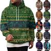 Férfi Vintage Pulóver Nyomással és Patchwork Mintával, Egyszínű Zsebes Alkalmi Felső