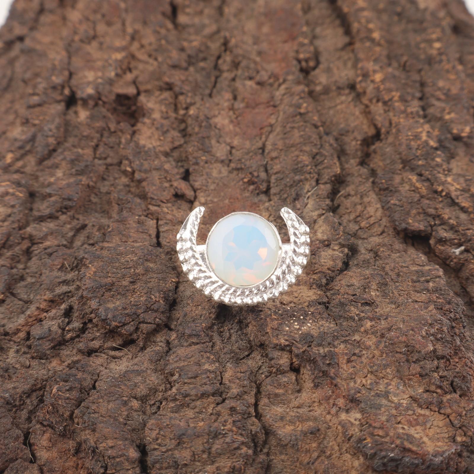 

Кольцо-стейтмент из молочного опала, штабелируемое, обещание, ювелирное изделие, серебро 925 пробы, RR-48-15 15