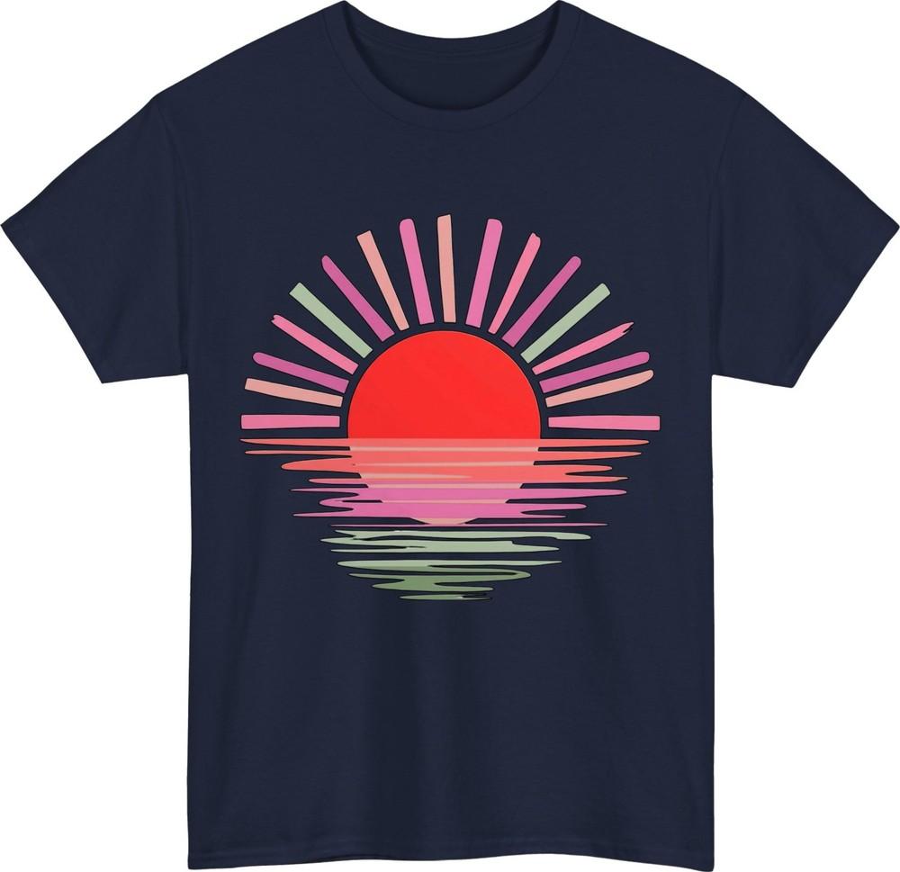 Sunset TShirt Retro Sunset Over Water Tee Birthday Gift For Tee Top S