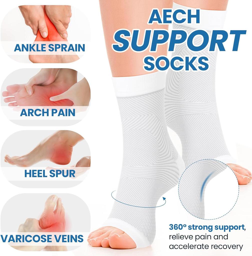 1Pair Plantar Fasciitis Relief Compression Socks For Women And Men,Moisture Wicking,Open Toe,Improve Circulation,Reduce Swelling