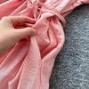 Sweet Women's Dress Slash Neck Long Lantern Sleeves Bandage Gathered Waist Spliced Lace Loose A-line Dresses